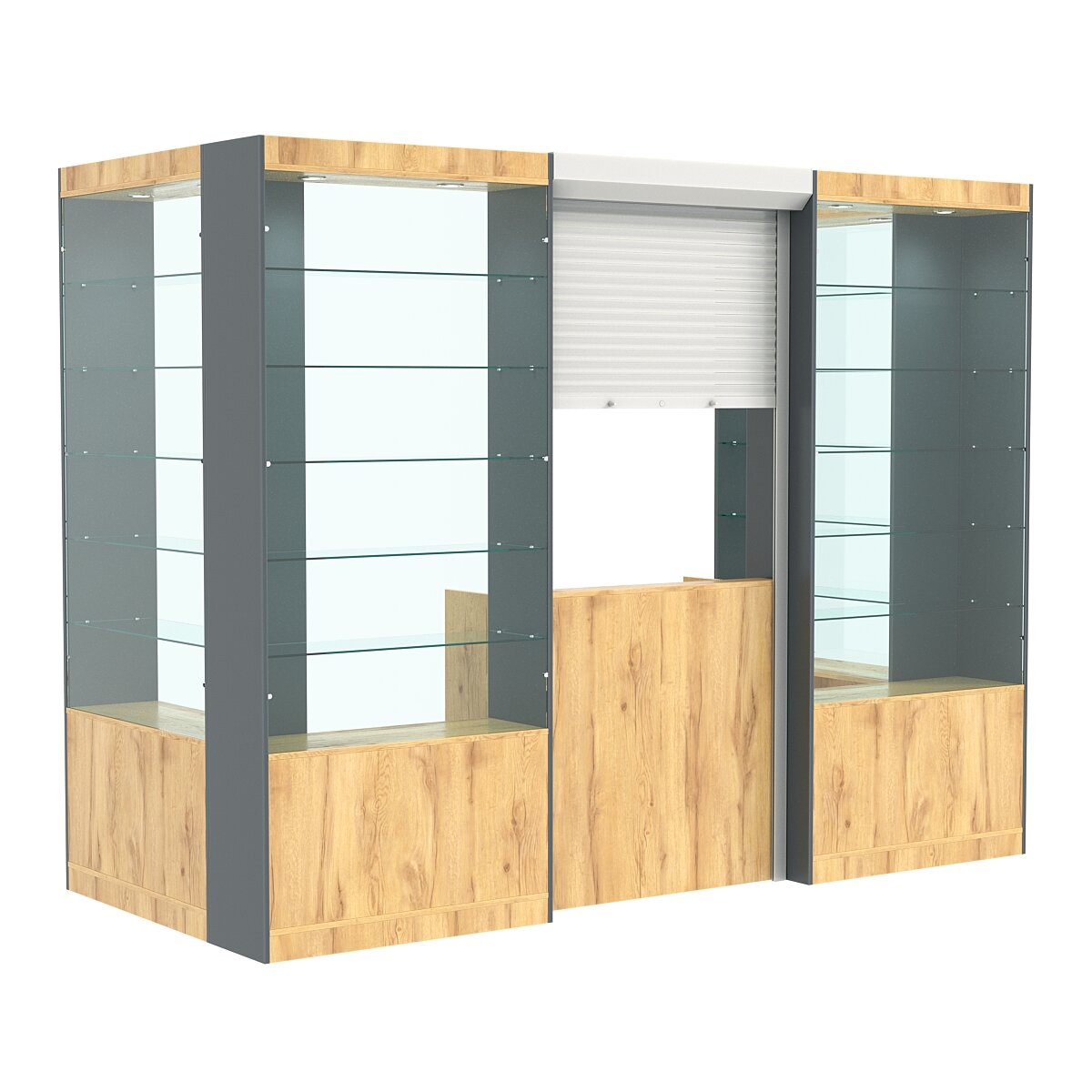 П-образный павильон №4-5П (324 кв. м) Дуб Золотистый и Темно-Серый