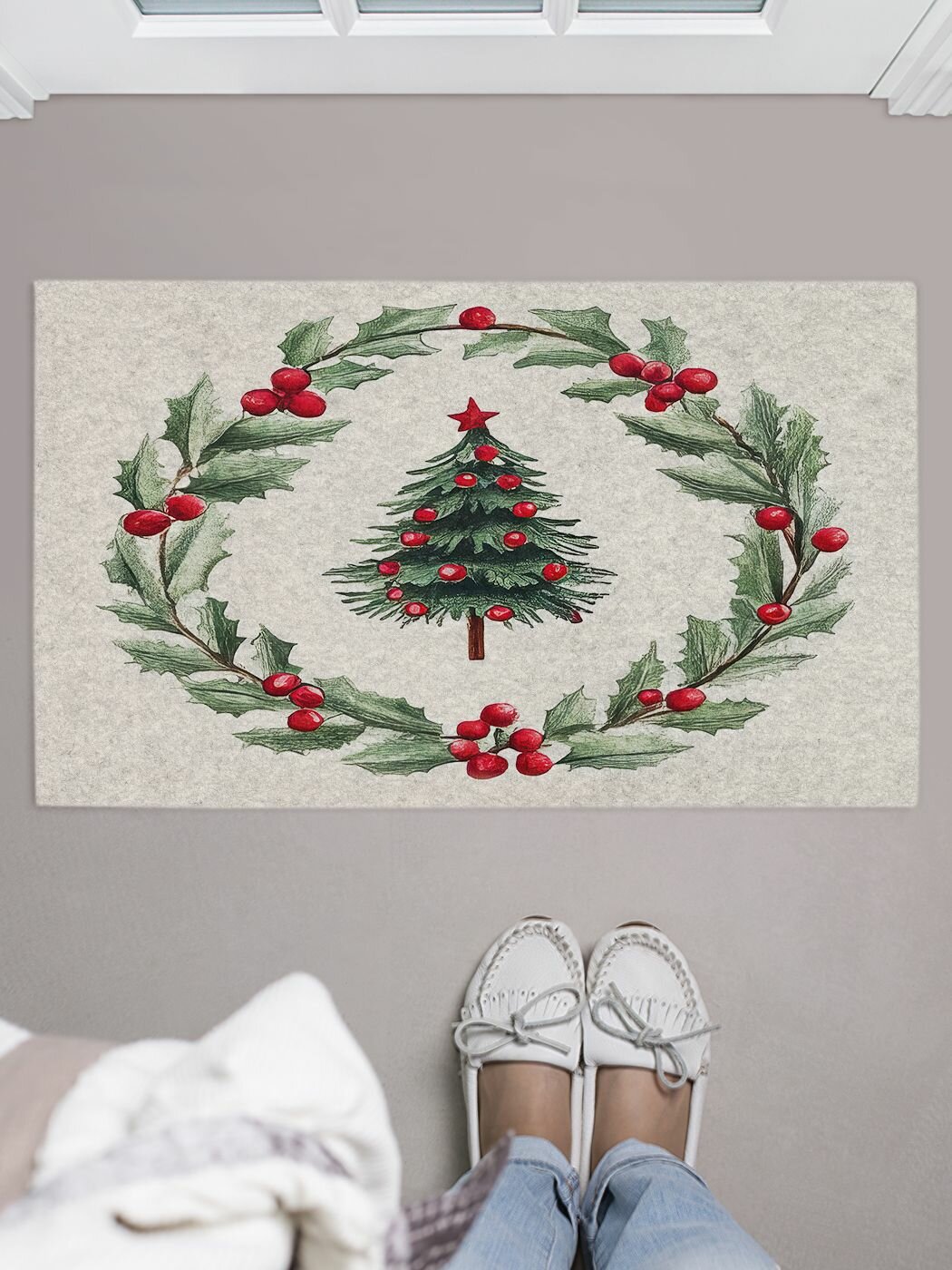 Коврик придверный в прихожую с принтом 