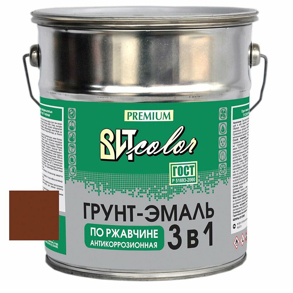 Грунт-эмаль по ржавчине 3в1 ВИТcolor красно-коричневая 5 кг