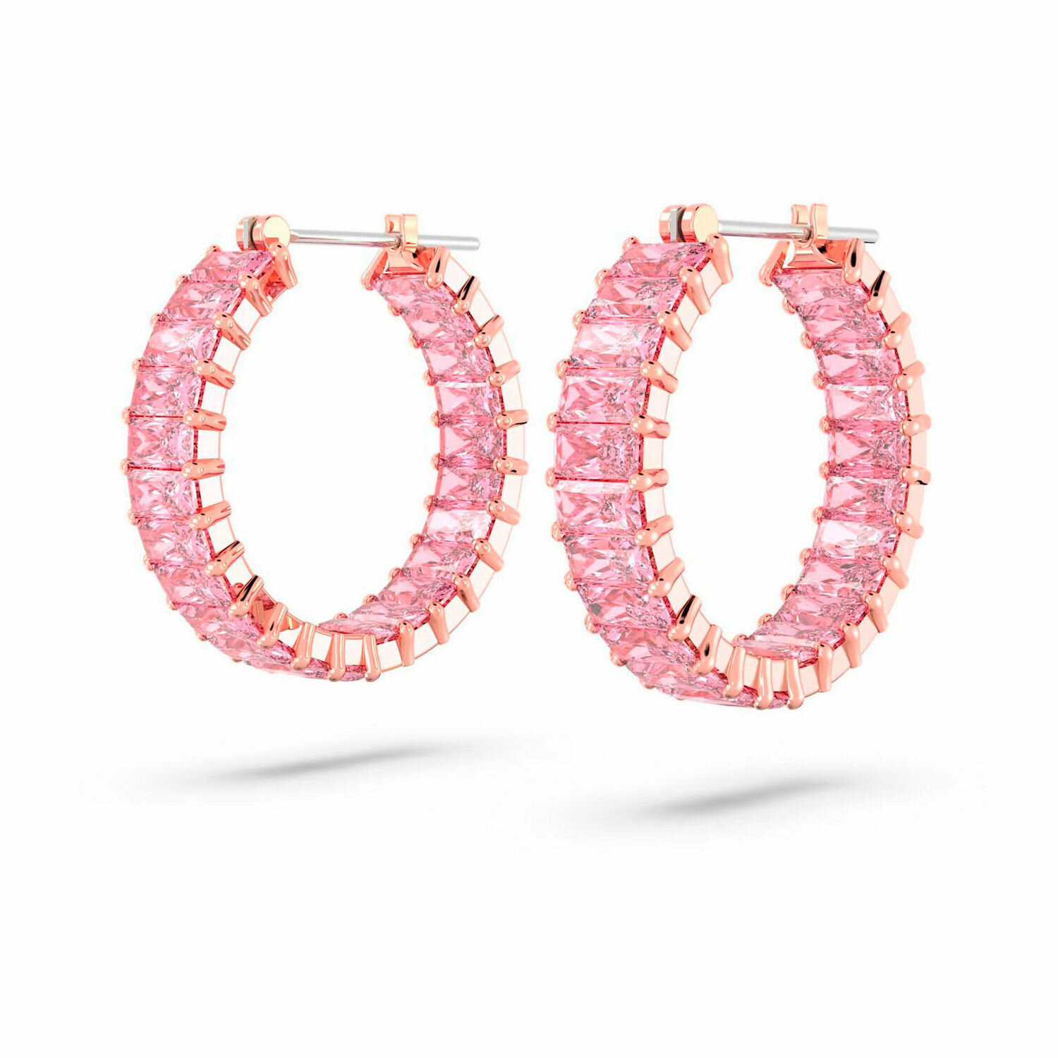 Серьги SWAROVSKI, кристаллы Swarovski, размер 22 мм, розовый, золотой — фото 1