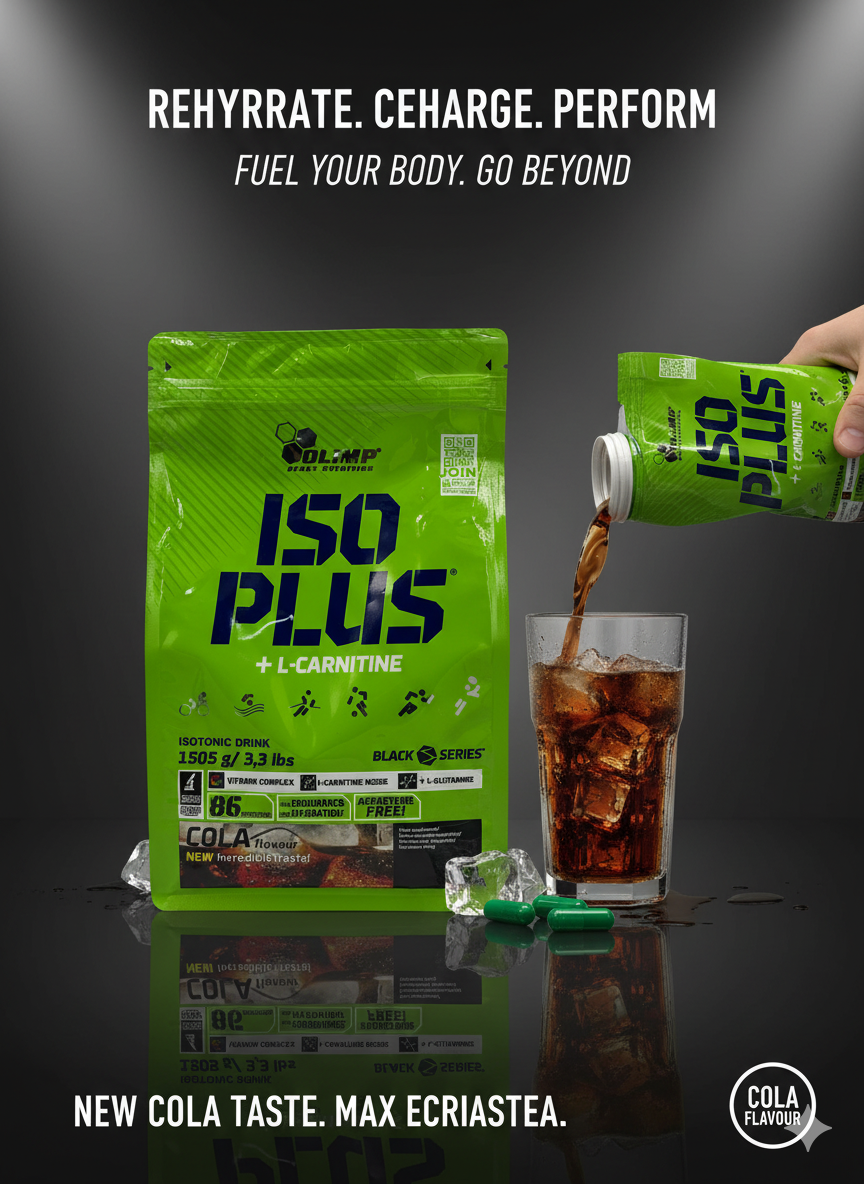 Olimp Sport Nutrition Iso Plus +L-Carnitine isotonic Drink Cola flavour 86 portions 1,5 kg