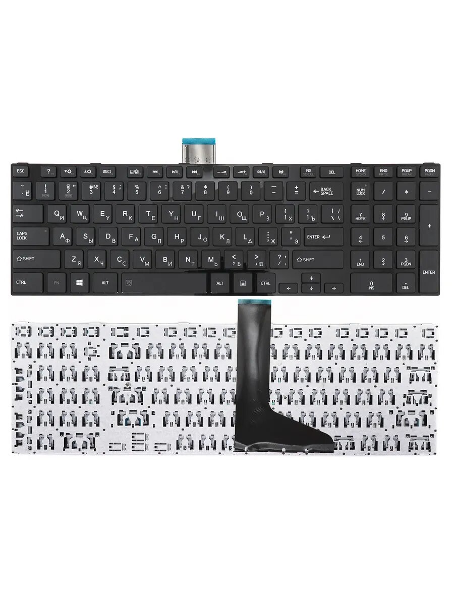 Клавиатура для ноутбука Toshiba S50 черная с рамкой, плоский Enter