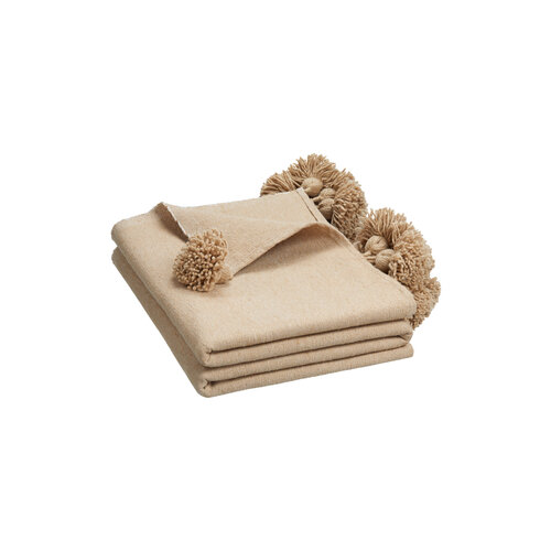 Большое покрывало с помпонами Nomad Chic бежевое 265x186 см