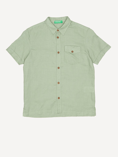Школьная рубашка UNITED COLORS OF BENETTON, размер 140 (L), зеленый