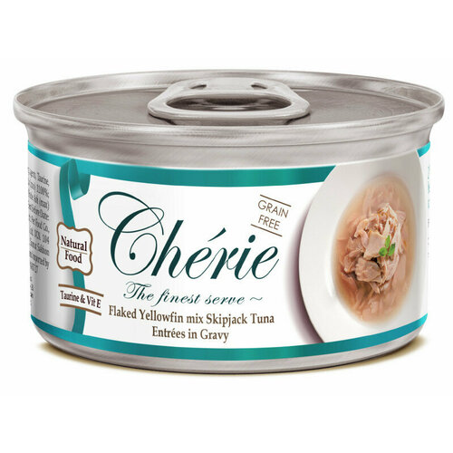 Корм влажный Pettric Cherie Flaked Yellowfin Mix, для взрослых кошек, с тунцом в подливе, 960г ( 80г х 12шт. )