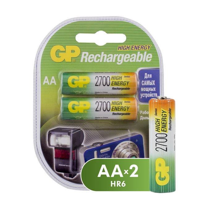 GP Аккумулятор GP 2700mAh AA/HR6 NiMh бл/2шт