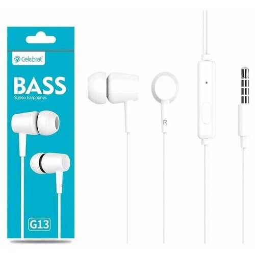 Отличные наушники с современным стильным дизайном G13 с микрофоном динамические 20000 Гц мощные динамики управление одной кнопкой белый 28900₽