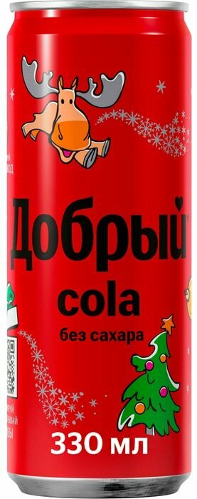 Напиток газированный Добрый Cola, без сахара, 0,33 л, в металлической банке — фото 1