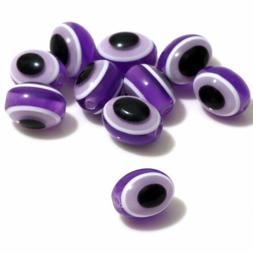 Queen fair Бусина «Глаз» овальный, 1,2×1,1×1,1 см, (набор 10 шт.), цвет фиолетовый