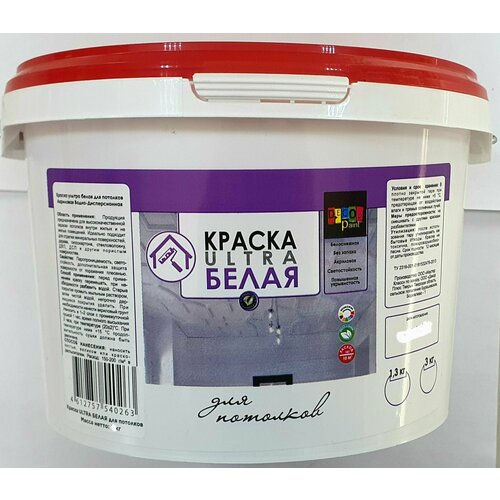 Краска ВД для потолков Dekor paint супербелая 6 кг 718₽