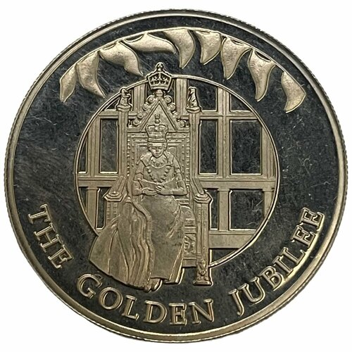 Фолклендские о-ва 50 пенсов 2002 г. (50 лет правлению Елизаветы II - Королева на троне) (CN) королева елизавета на троне