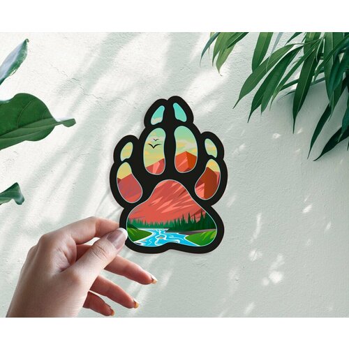 Наклейка Стикер Тропа путешествия лапа кемпинг 20 см 350₽