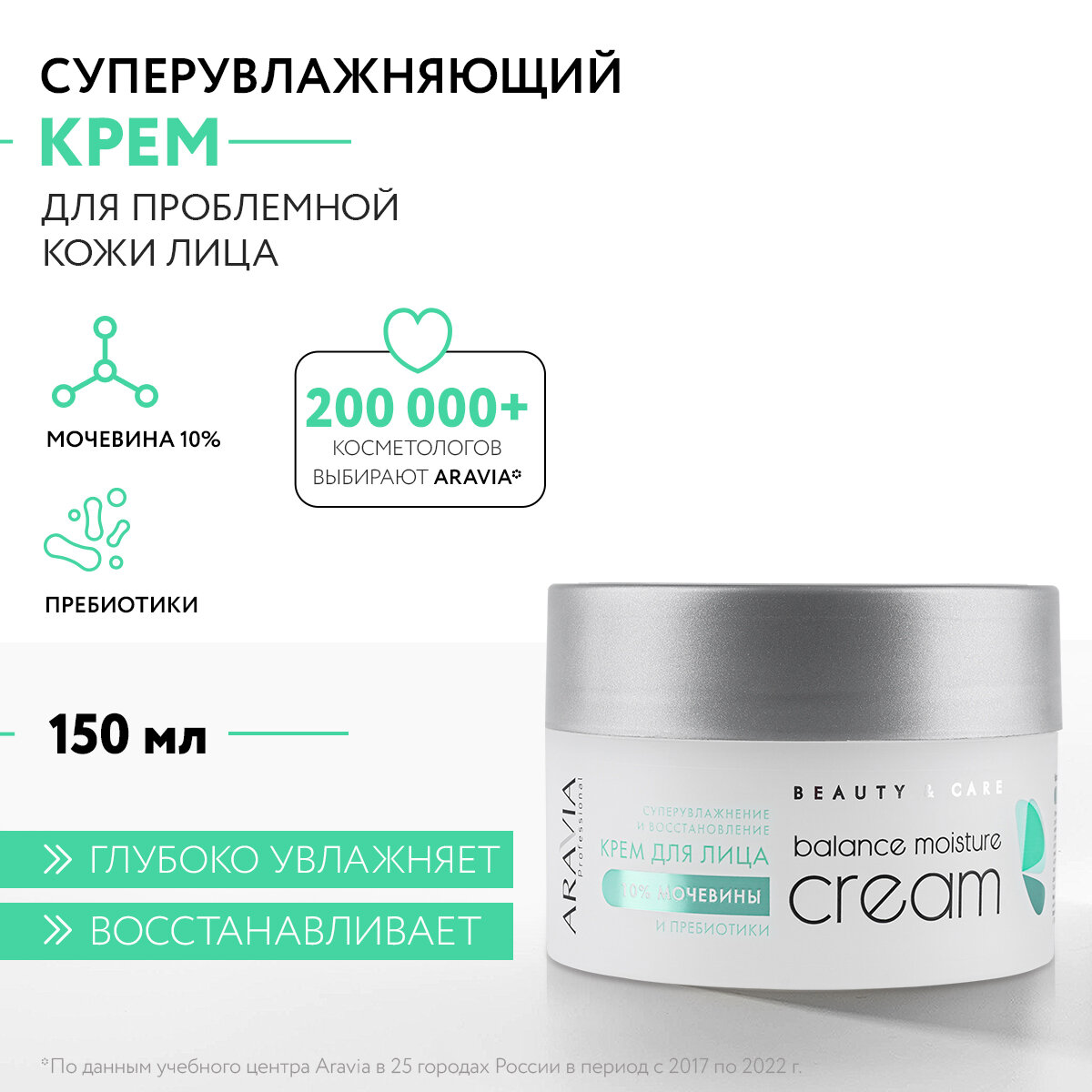 Крем Aravia Professional Balance Moisture Суперувлажнение и восстановление с мочевиной 10% и пребиотиками, 150 мл