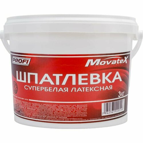 Шпаклевка латексная (3 кг; супербелая) Movatex Т05874 movatex шпаклевка финишная абс 3 кг т02392