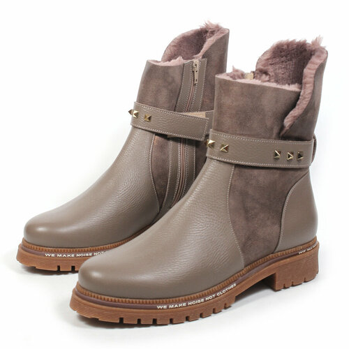 фото Ботинки мисс таис полусапоги зимние женские из натуральной кожи miss tais mt211, размер 42, бежевый