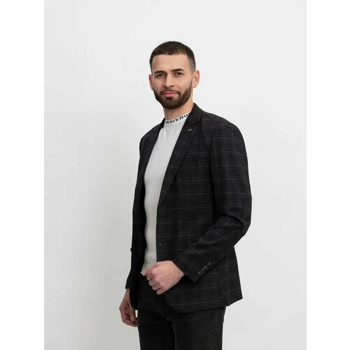 Пиджак , силуэт полуприлегающий, однобортный, размер 52, черный