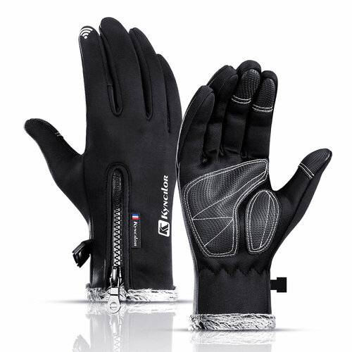 мужские и женские лыжные перчатки непромокаемые теплые флисовые перчатки для катания на лыжах и сноуборде зимние спортивные варежки Перчатки Kyncilor, размер M, черный