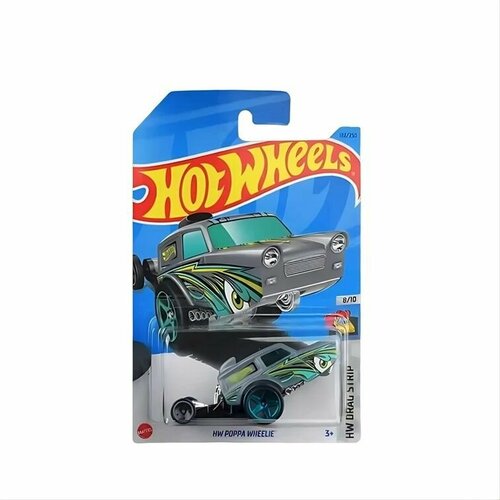 HKK06 Машинка игрушка Hot Wheels металлическая коллекционная HW Poppa Wheelie серый