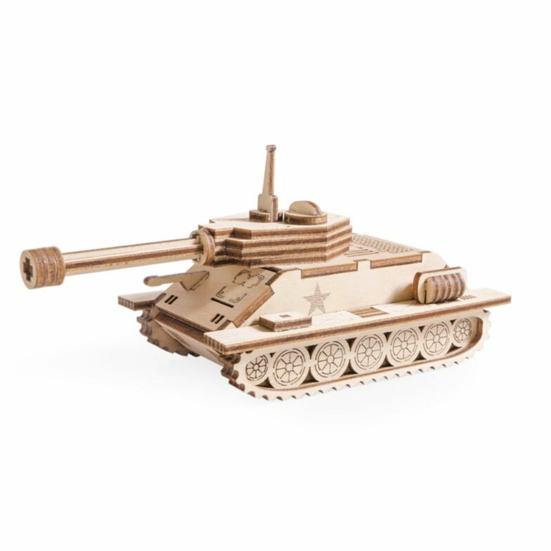Деревянный эко конструктор Танчик / сборная модель танка для развития ребенка / подарок для мальчика и детей