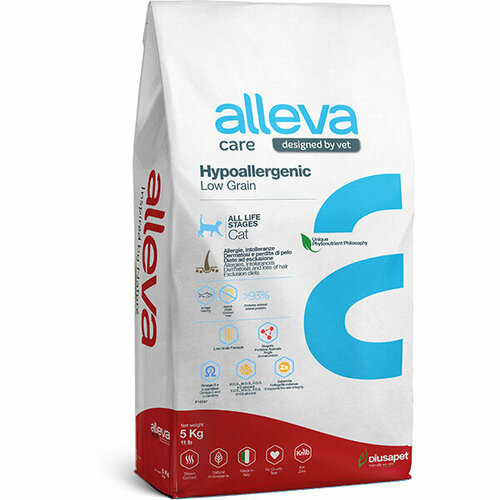 Alleva Care Cat Hypoallergenic Low Grain Корм для кошек для лечения аллергии на основе Рыбы, 5 кг