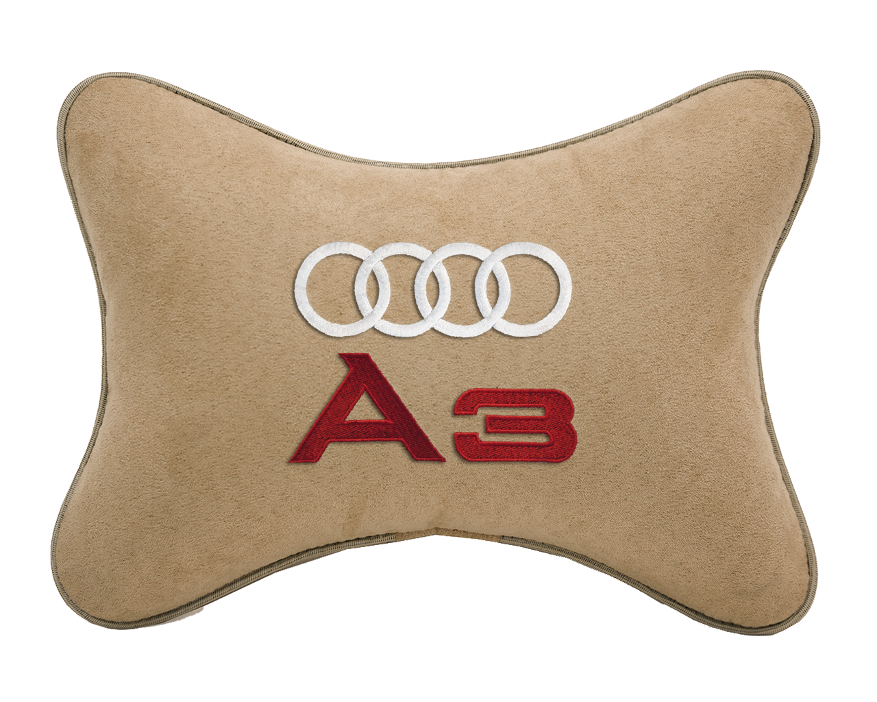 Подушка на подголовник алькантара Beige с логотипом автомобиля AUDI A3