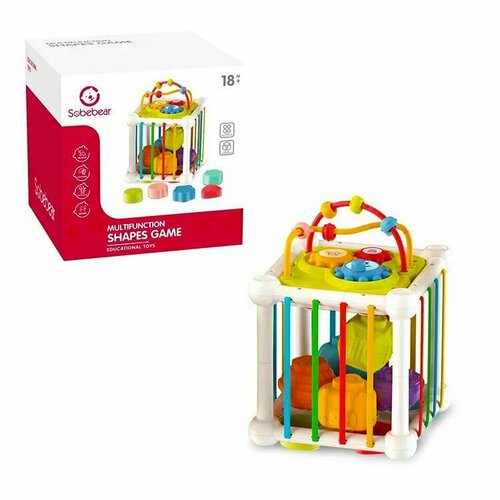 Игровой сенсорный развивающий центр бизиборд и сортер с резинками