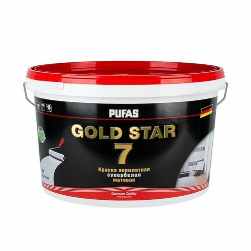 Пуфас GOLD STAR 7 Краска акрилатная супербелая мат. Основа А мороз. (9л-11,9кг) краска vincent i3база а 9л акрилатная мат 098 006