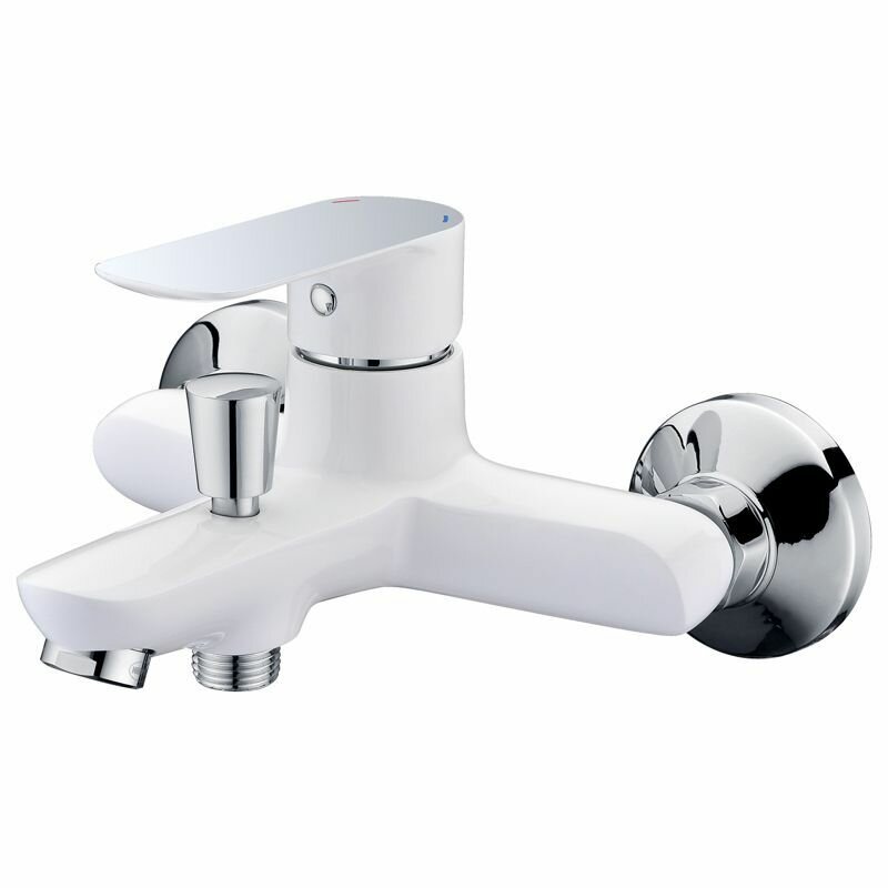 фото Смеситель для ванны с душем Triton, модель 16304, короткий излив, однорычажный, белый