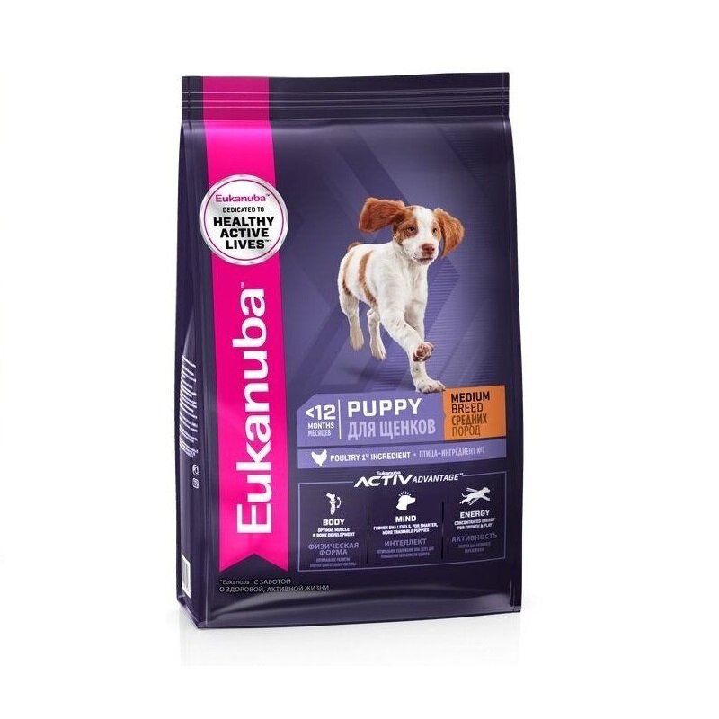Eukanuba Dog для щенков средних пород Курица, 800 г.
