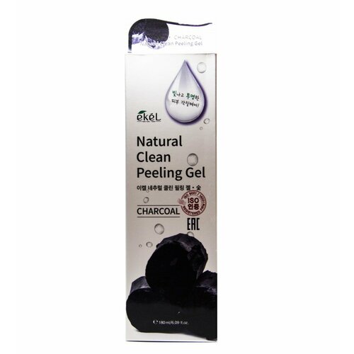 Пилинг-гель с экстрактом древесного угля, Peeling Gel Charcoal 180 мл. Ekel пилинг для лица ps lab пилинг скатка для лица с древесным углем charcoal peeling gel