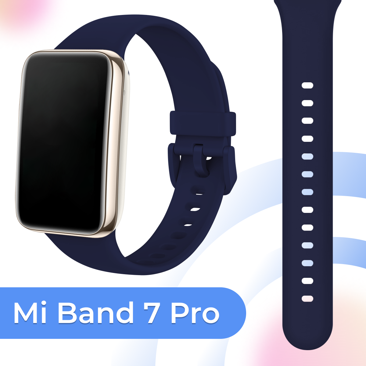 Силиконовый ремешок для фитнес браслета Xiaomi Mi Band 7 Pro / Спортивный сменный браслет для смарт часов Сяоми Ми Бэнд 7 Про / Серый