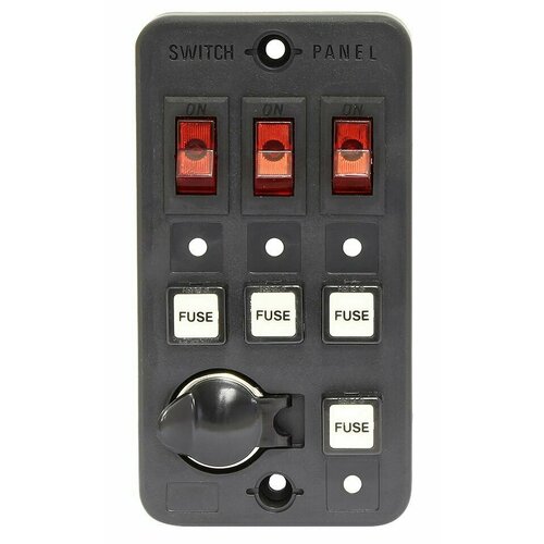 Панель выключателей для судна с 3 клавишами, 4 предохранителями и гнездом под малый штекер (10006052)