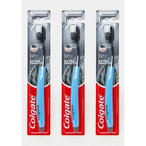 Colgate Зубная щетка Extra Density средей жесткости, 3 шт colgate щетка зубная 360 средней жесткости с древесным углем