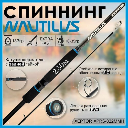 Спиннинг Nautilus XEPTOR XPRS-822MMH 2.50м 10-35гр спиннинг nautilus xeptor xprs 822m 250см 7 28гр
