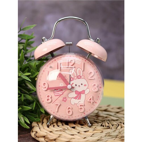 Часы настольные с будильником Clear wake-up with animals pink bunny
