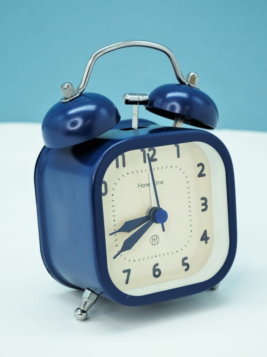 Часы настольные с будильником Classic square dark blue