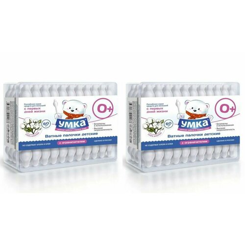 Умка Ватные палочки Детские с ограничителем 60 штук в упаковке 2 шт 514₽