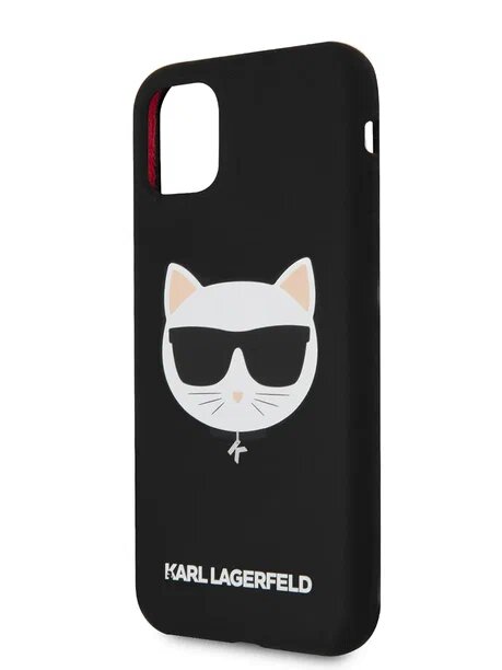 Lagerfeld для iPhone 11 чехол Liquid silicone Choupette Hard Black