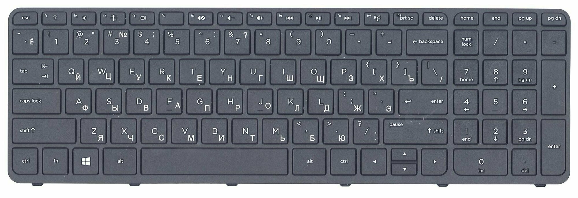 Клавиатура для ноутбука NSK-CN6SCHP, для ноутбука Pavilion 15, 15-e (отличается от 15-b), с рамкой, код mb009053