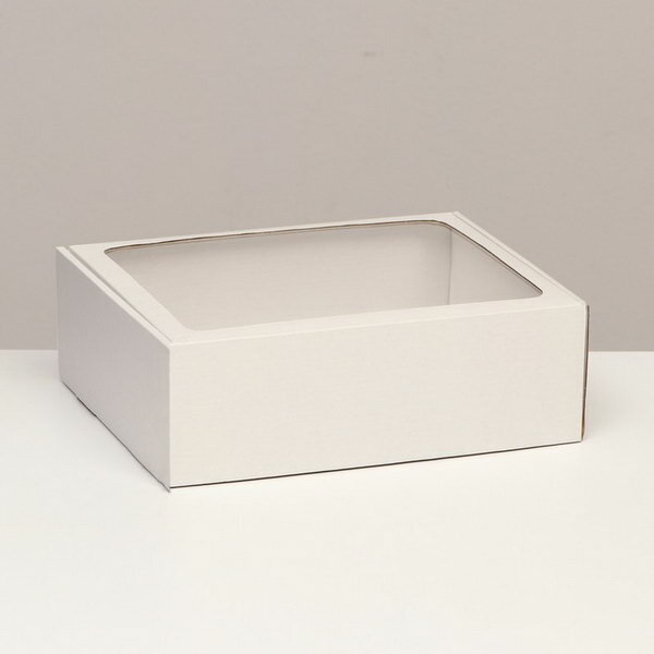 Коробка-шкатулка с окном белая 27 x 21 x 9 см 5 шт.