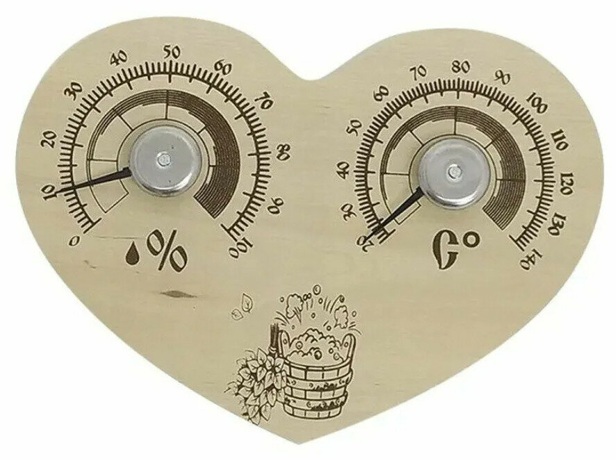 Станция банная открытая термометр гигрометр СБО-3ТГ Сердце