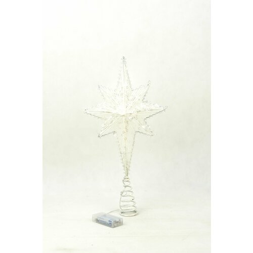 Фигурка новогодняя - Новогоднее украшение: верхушка на елку звезда с лед подсветкой (белый)