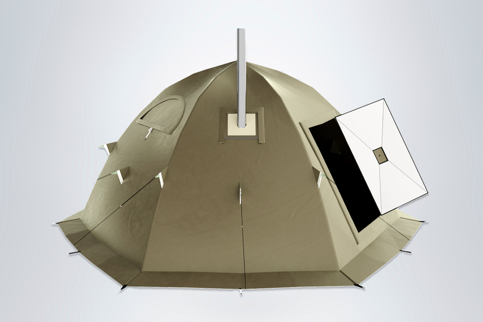 Туристическая палатка МФП-5 STOVETENT, 5х5х2,3 м, Хаки, двухслойная, походная, кемпинговая, рыболовная, охотничья