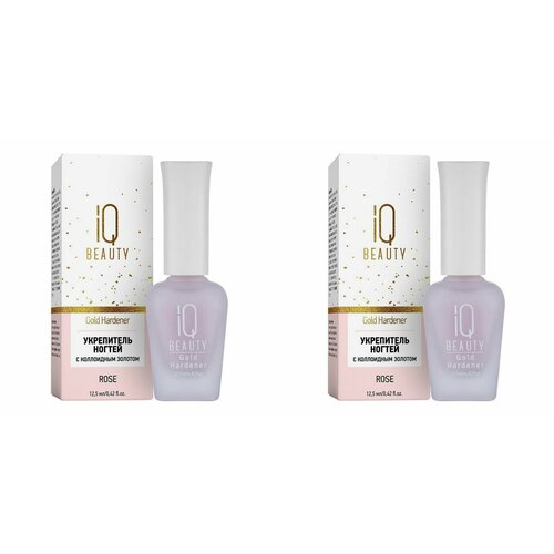 IQ Beauty Укрепитель для ногтей Gold Hardener Rose, с коллоидным золотом, 12,5 мл, 2 шт