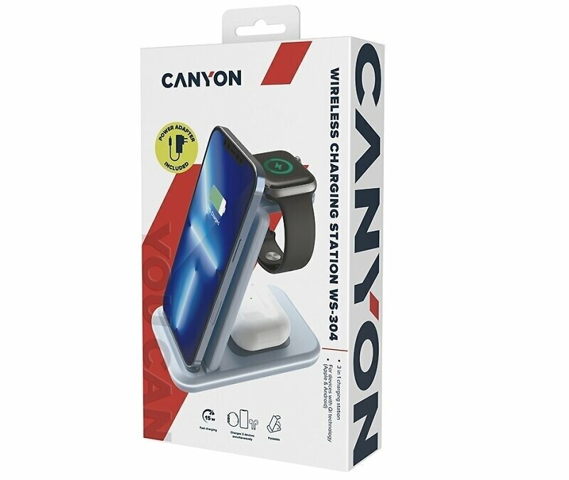 Беспроводное зарядное устройство Canyon WS- 304 USB 2А черный (1CN-SWCS304B) - фото №7
