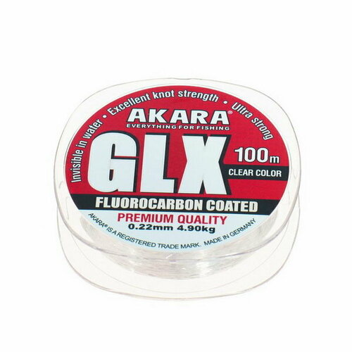 фото Леска glx premium clear, диаметр 0.22 мм, тест 4.9 кг 100 м, прозрачная akara