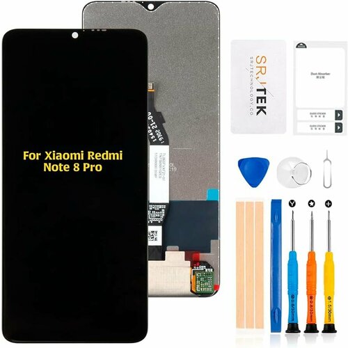 Дисплей для Xiaomi Redmi Note 8 Pro в сборе с тачскрином Черный - (100%LCD) + отвертки черный