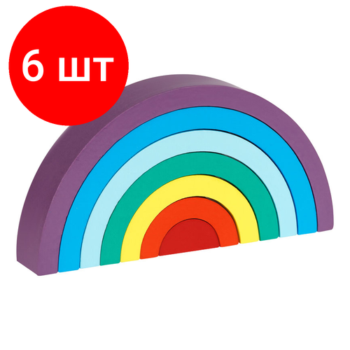 пирамидка для малышей радуга пластиковая 11 деталей 1 комплект Комплект 6 шт, Развивающая игрушка ТРИ совы Пирамидка Радуга-дуга, дерево, 7 деталей, классические цвета