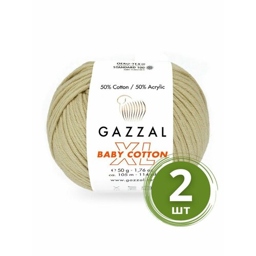 Пряжа Gazzal Baby Cotton XL (Беби Коттон XL) - 2 мотка Цвет: 3464 Лен 50% хлопок, 50% акрил, 50 г 105 м