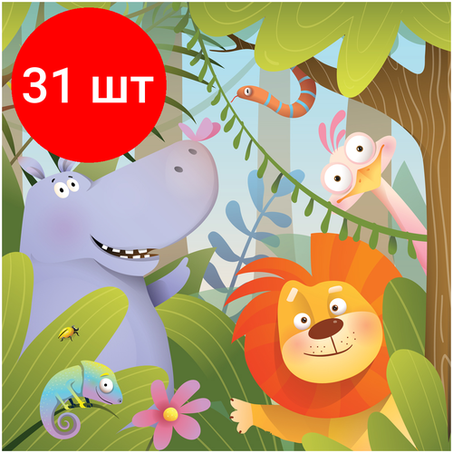 Комплект 31 шт, Пазл 64 эл. ТРИ совы Веселая Африка пазлы геоцентр карта пазл африка